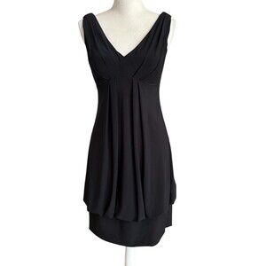 Eliza J New York Black Cocktail Dress Women's Size 8 V Neck Drapey Back Sexy